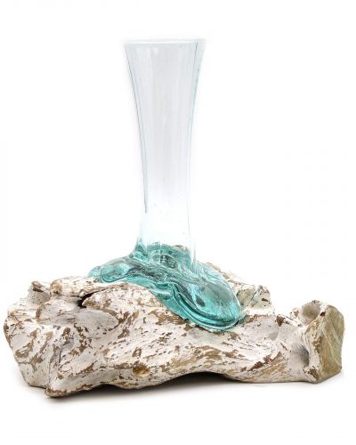 Molten Glass on Whitewash Wood - Vase - Medium