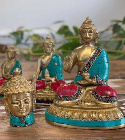 Brass Buddha Figure - Hands Down - 11.5 cm