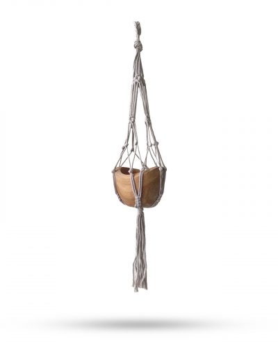 Macrame Small Drop Pot Holder - Beige - 75cm