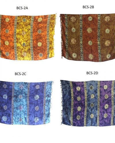 1x Bali Celtic Sarongs - Lucky Coins (4 Assorted Colours)
