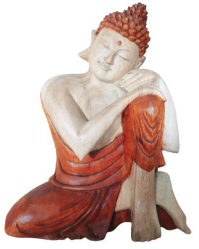 Hand Carved Buddha Statue - 25cm Thinking