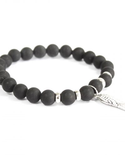 Angel Wing / Black Agate - Gemstone Bracelet
