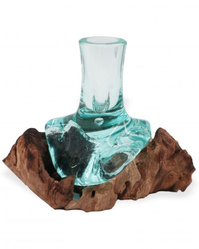 Molton Glass Small Flower Vase on Wood