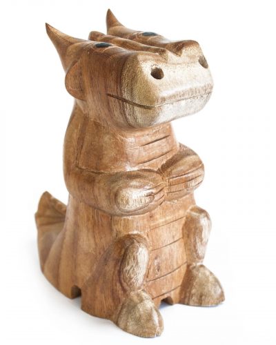 Wooden Carved Incense Burner - Lrg Dragon