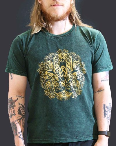 Large Stone Washed Teashirt - Hamsa - Green