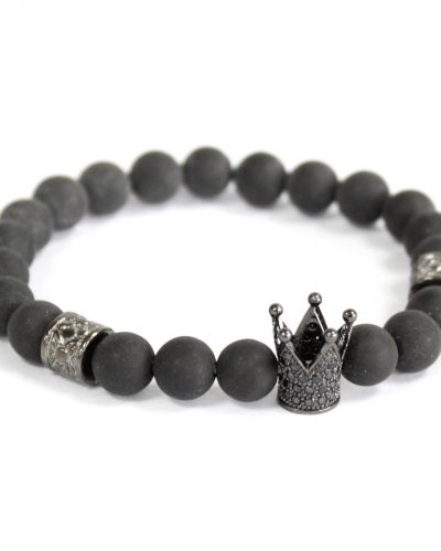 Crystal Crown / Black Agate - Gemstone Bracelet