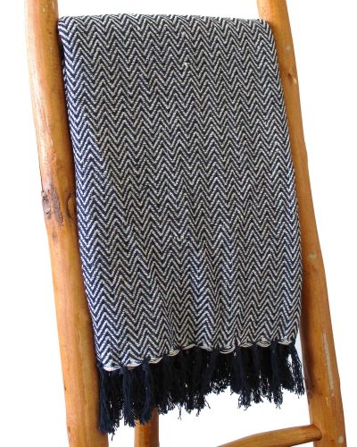 Boho Comfort Throws - 125x150cm - Navy Zigzag