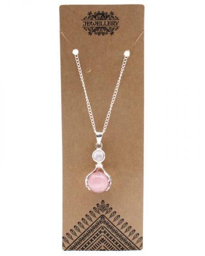 Gemstone Healing Hands Pendant - Rose Quartz