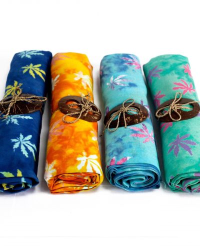 Bali Block Print Sarong - Tropical Leaves (4 Assorted Colours)