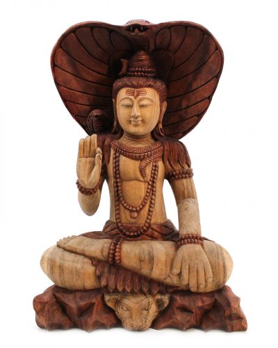 Hand Carved Buddha Statue - Shiva with Cobra - 50cm