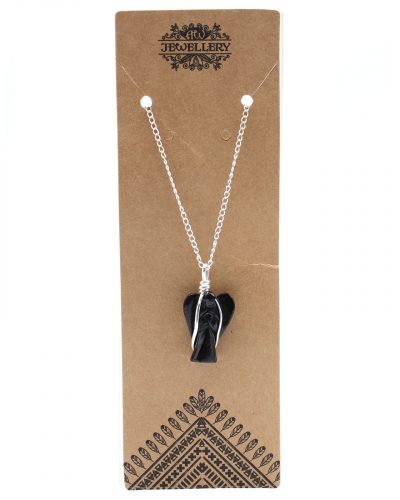 Gemstone Guardian Angel Pendant - Black Agate
