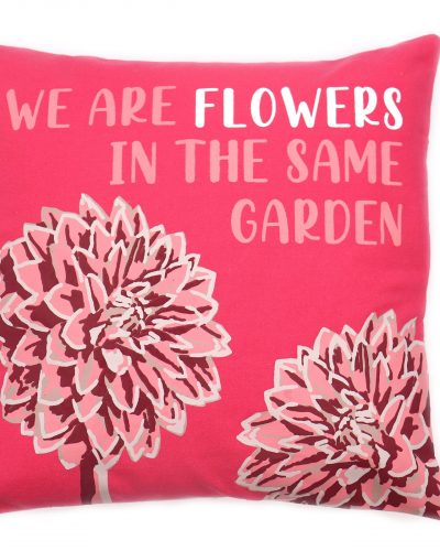 Printed Cotton Cushion Cover - We are Flowers - Natural