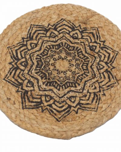 Natural Place Mat - Jute  30cm - Mandala Print