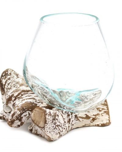 Molten Glass on Whitewash Wood - Medium Bowl