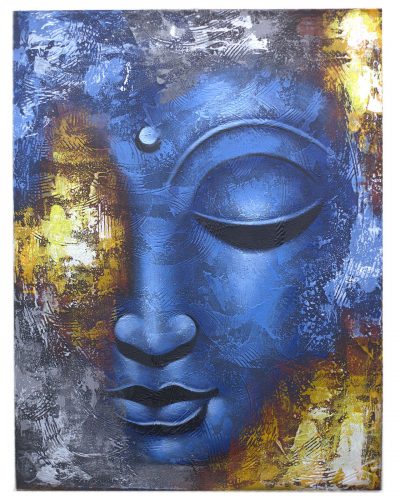 Buddah Painting - Blue Face Abstract