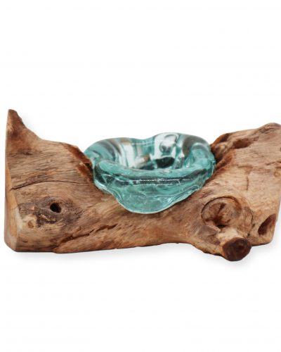 Molton Glass Candle Single Holder on Wood