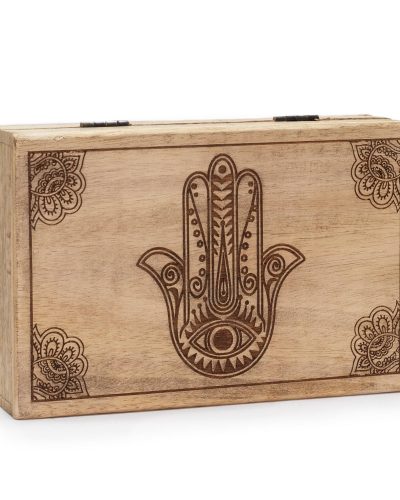 Big Rectangle Box 21.5x14x6.3cm - Hamsa Black Engraved