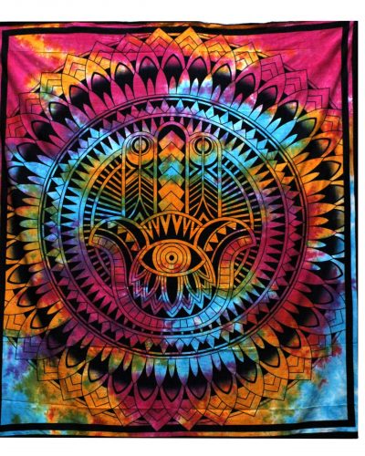 Double Cotton Bedspread + Wall Hanging - Hamsa