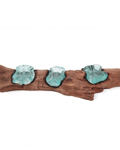 Molton Glass Flat Triple Candle Holder on Wood