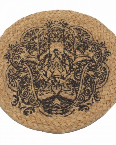 Natural Place Mat - Jute  - Hamsa Print