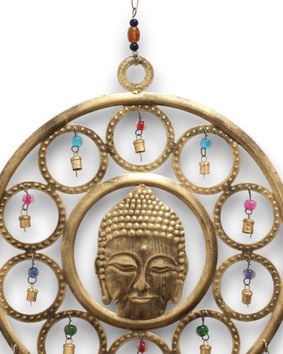 Indian Chimes - Lrg Buddha  Face 15 Bell Chimes - 36cm