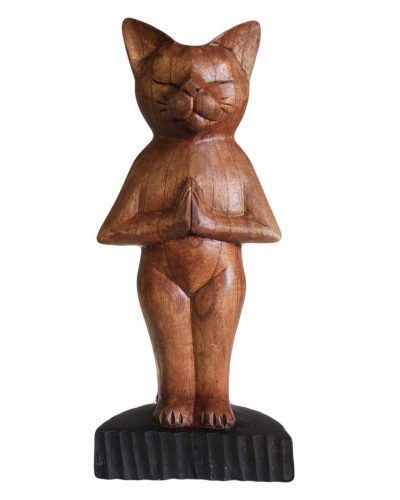 Handcarved Yoga Cat - Standing