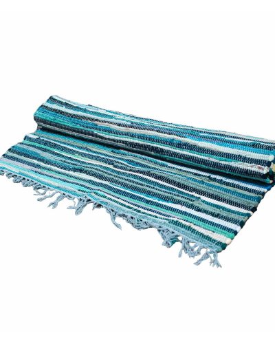 Large Rag Rug - 150x90cm - premium quality - Aqua Blues