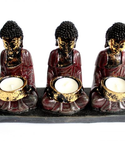 Antique Buddha - Three Devotees Candle Holder