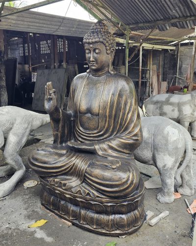 Large Antique Gold Buddha Teaching on Lotus - 2m