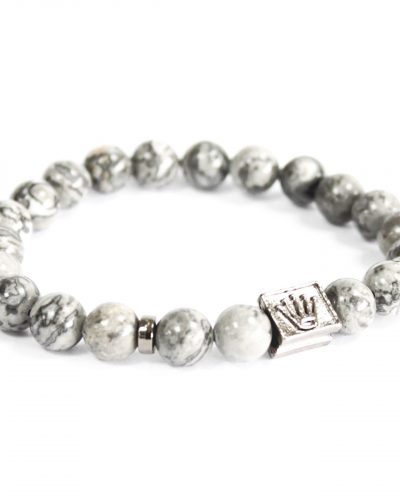Crown Ingot / Grey Agate - Gemstone Bracelet