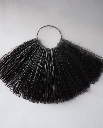 Large Seagrass Fan Wall Decor - Black
