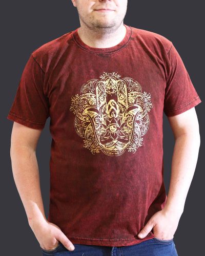XLarge Stone Washed Teashirt - Hamsa - Maroon