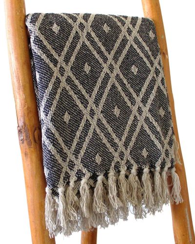 Boho Comfort Throws -125x150cm - Black and Beige Regency
