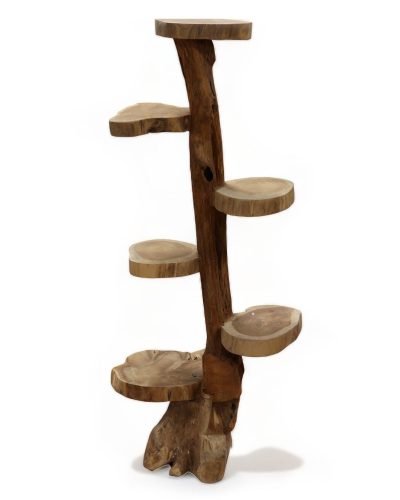Natural Teak 6 Shelf Display 120cm high
