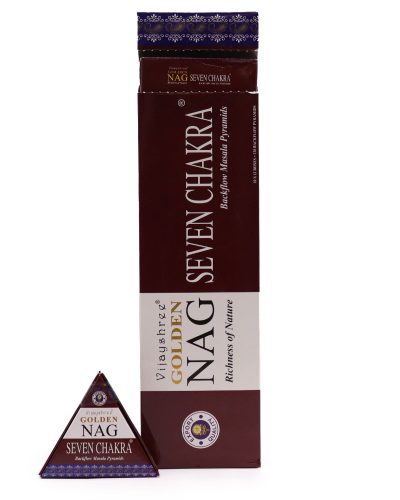 42g Jumbo Golden Nag - Seven Chakra Back Flow Incense Cones