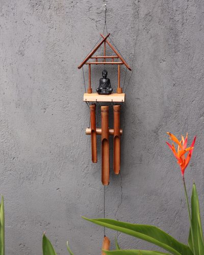 Bamboo Windchime - Natural finish -Black Buddha 6 Tubes