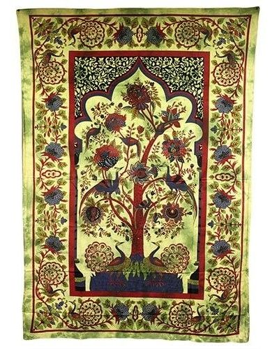 Indian Bedspread - Tree of Life - Green