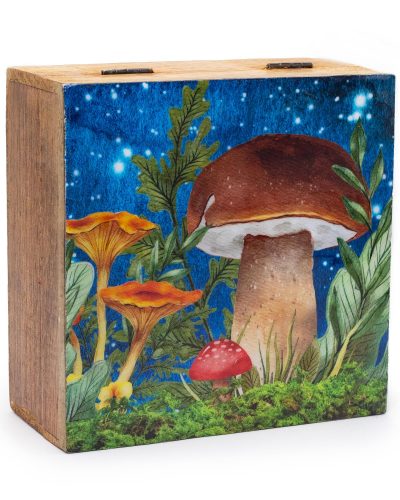 Big Square Box 15x17.5x8cm - Mushroom Design Teal