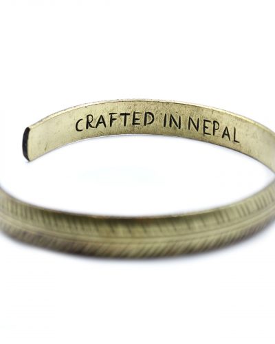 Brass Tibetan Bracelet - Slim Tribal Leaf