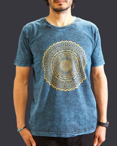 Medium Stone Washed Teashirt - Mandala - Blue