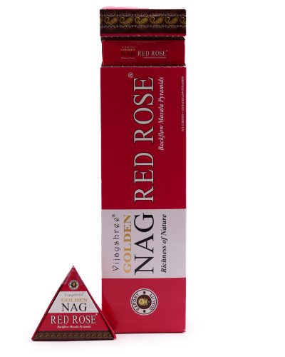 42g Jumbo Golden Nag - Red Rose Back Flow Incense Cones