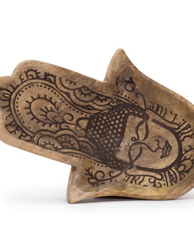 Long Tray 30x20.5x2.5cm - Hamsa Shape with  Buddha Black Engraved