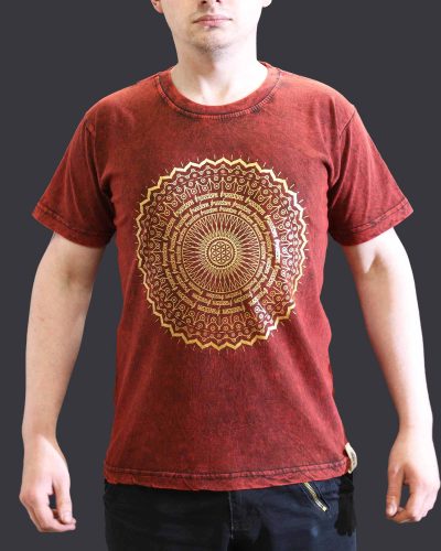 Small Stone Washed Teashirt - Mandala - Maroon