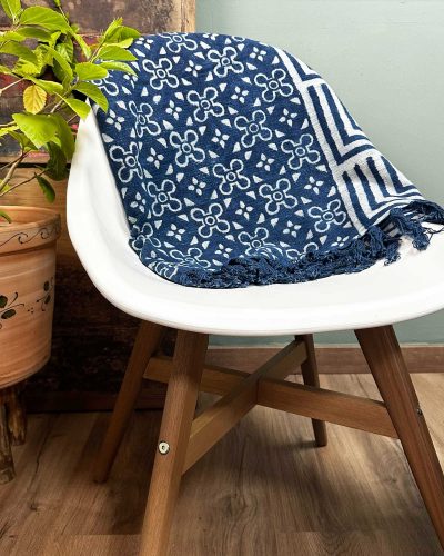 Handmade Indigo Throw - 170x120cm - Kasba Tiles
