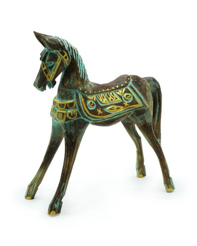 Medium Gold & Turquoise Horse 25 cm
