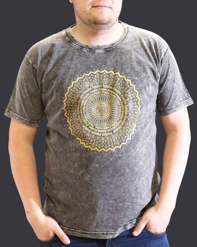 XLarge Stone Washed Teashirt - Mandala - Dark Grey