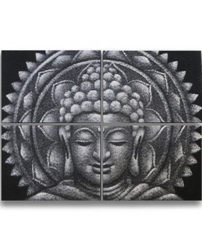 Grey Buddha Mandala Brocade Detail 30x40cm x 4