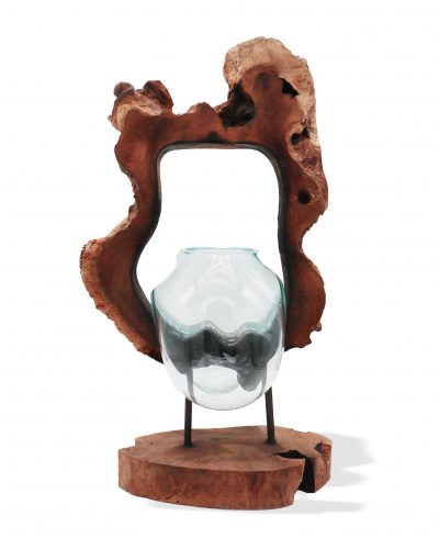 Molton Glass Hanging Art Vase on Wood