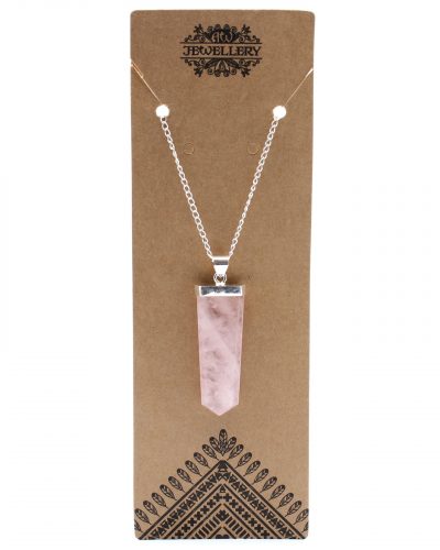 Gemstone Flat Pencil Pendant - Rose Quartz