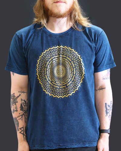 Large Stone Washed Teashirt - Mandala - Blue